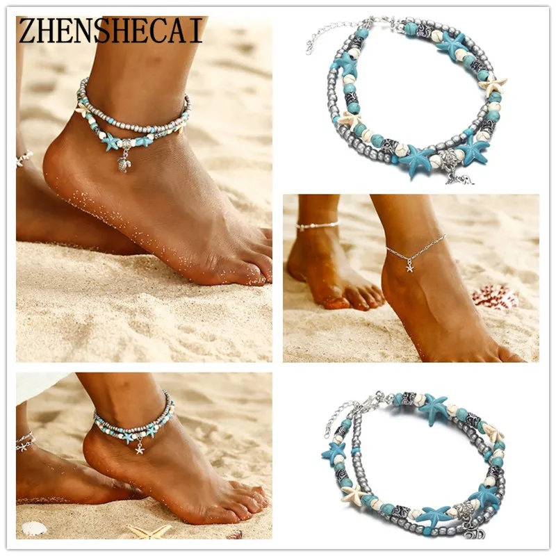 

Bohemia Anklets 2019 For Women Pendant Turtle elephant Handmade Anklet Foot Bracelet New Beads on Leg Beach Jewelry Wholesale