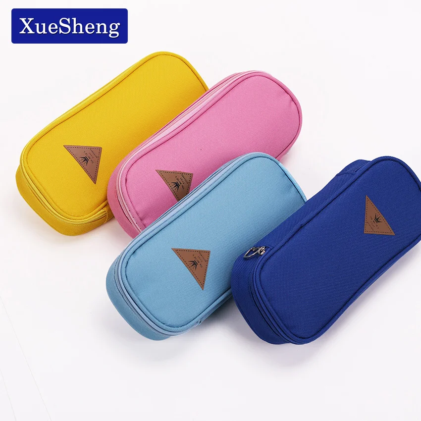 

1 Pcs Korean Style Candy Color Canvas Pencil Case Multifunction Stationery Storage Organizer Bag School Supply Escolar Papelaria