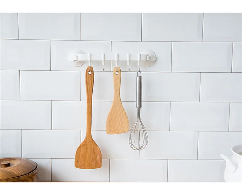 Rustproof Vacuum Suction Cup Hook Waterproof Bathroom Kitchen Corner Towel Hanger with 5 Stainless Steel Hooks (7)