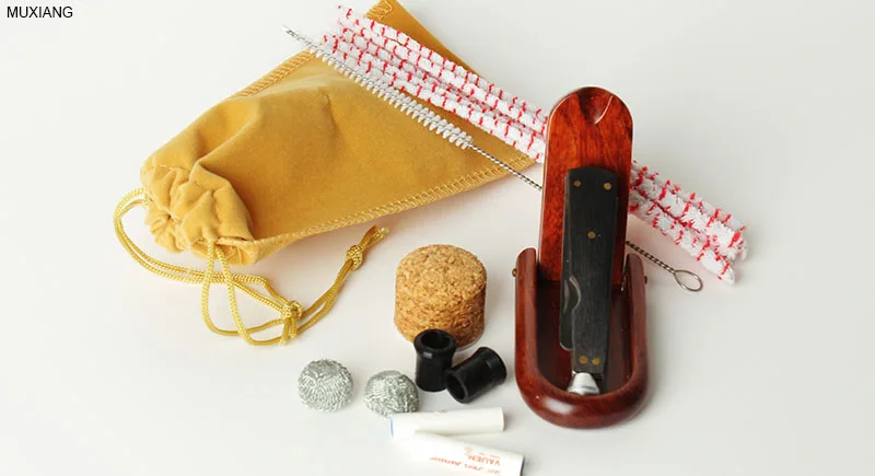 2 MXUIANG tobacco pipe 10 tools set good companinon to smoker pipe brushes filter rack cleaners knife filter metal mesh tobacco bag gift box