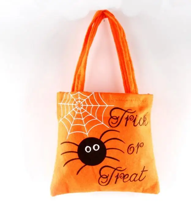 Felt Trick Or Treat Bag Halloween Pumpkin Spider Reusable Candy Carry