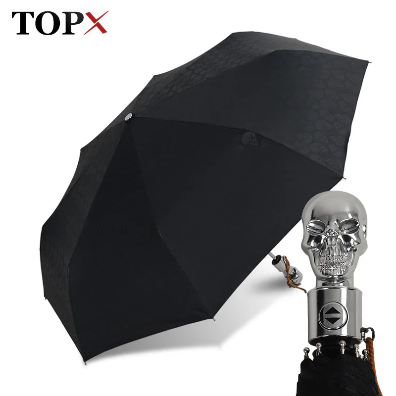 TopX® Umbrella Creative Metal Skull Head Punk Style Windproof Ultralight