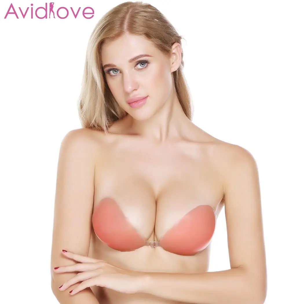 

Avidlove Women Sexy Invisible Bra Solid Adhesive Strapless Silicone Breast Thicken Seamless Adhesive Push Up Bra For Women