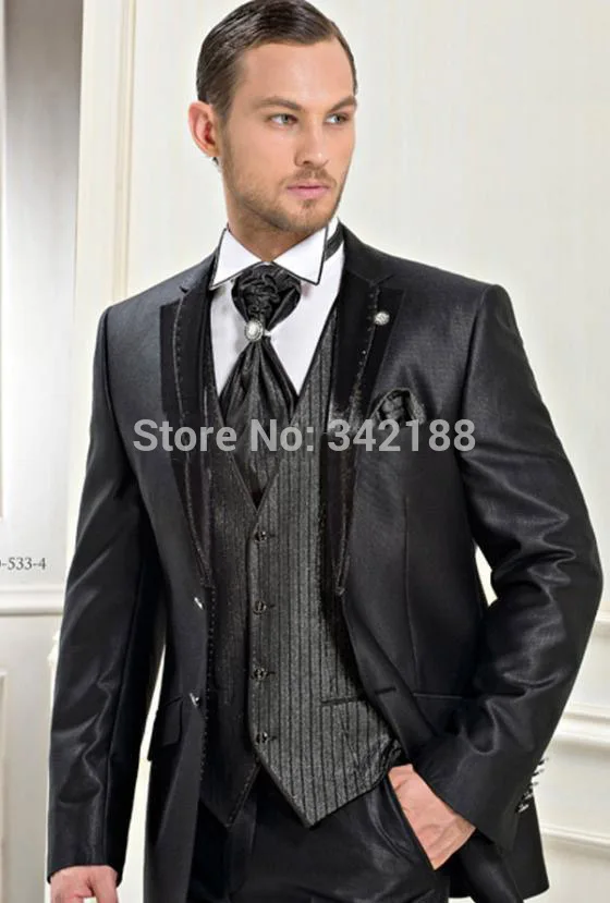 Custom made 2015 New Design Groom Tuxedos Best man Wedding Groomsman Suit Groomsman Black Bridegroom Suits (Jacket+Pants+Vest)we