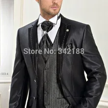 Индивидуальный заказ дизайн жениха смокинг Лучший человек Свадебный для шафера костюм жениха Черный Жених костюмы(куртка+ брюки+ жилет) мы