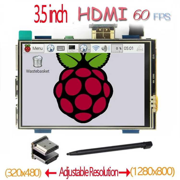 

Raspberry Pi 3.5 inch HDMI LCD touchscreen 3.5inch display 60 fps 1920*1080 IPS touch screen For Raspberry Pi 2 Model B & RPI B