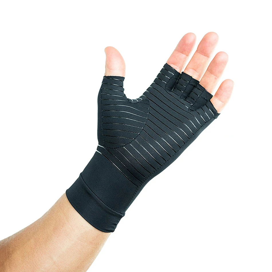 REXCHI 1 пара перчатки при артрите компрессия для женщин и мужчин для облегчения боли в суставах поддержка запястья противоскользящая половина Скоба для пальцев терапия