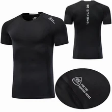 Летние мужские футболки для бега, Спортивная футболка с короткими рукавами для фитнеса, топы Спортивные быстросохнущие бодибилдинг, тренировка, спортивный топ из джерси