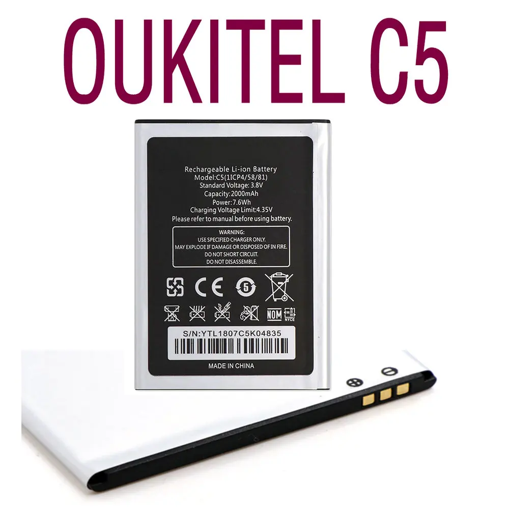 Сменный литий-ионный аккумулятор большой емкости 2000 мА · ч для Oukitel C5 PRO мобильный