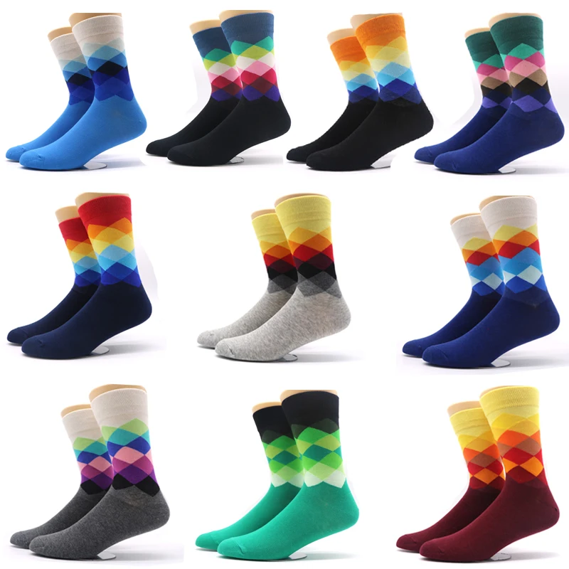10 пар/лот Для Мужчин's носки с градиентными цветами Стиль мужские Компрессионные носки повседневные платья Длинные Бизнес носки Meias Calcetines Hombre