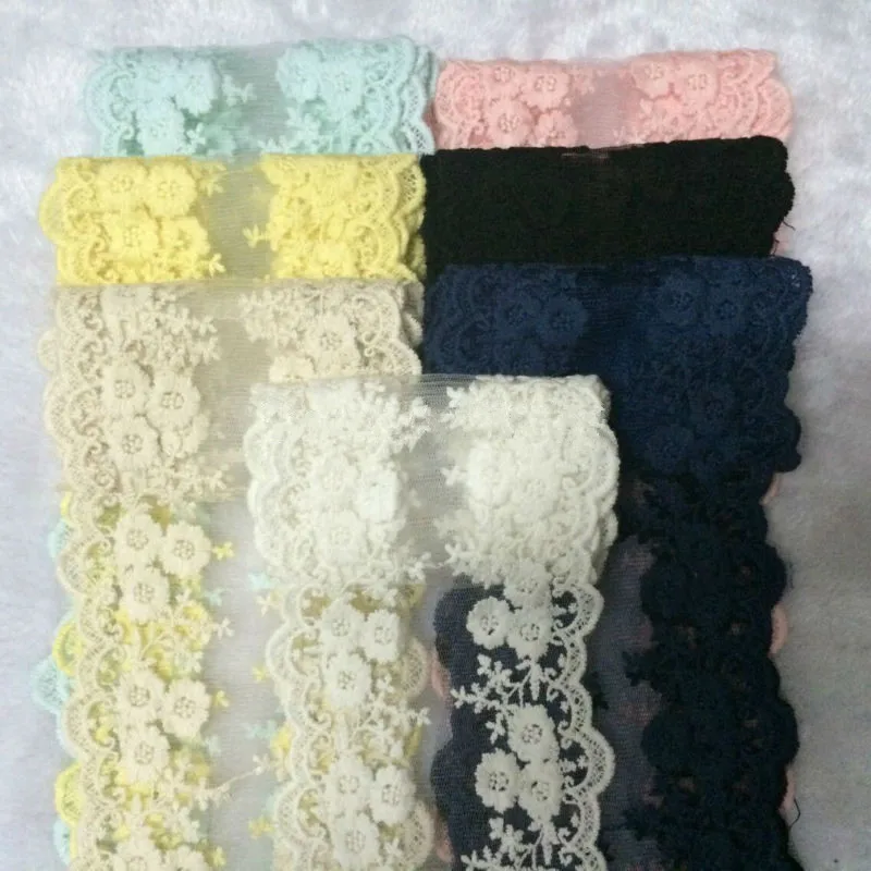 

14yards/lot 12cm Width 11Colors Available Exquisite Flowers Embroidery Lace Trim For Sewing Crafts DIY Decorative Accessories