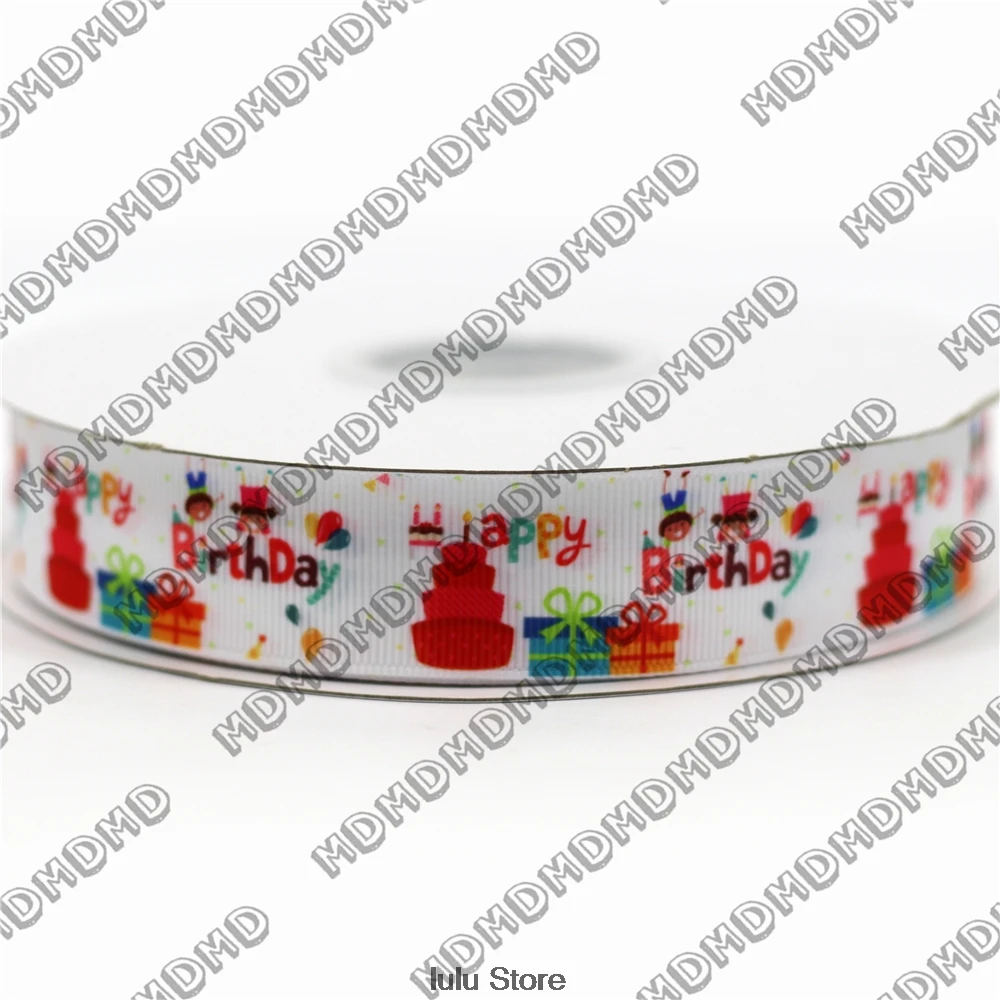 6 75mm Happy Birthday Party Printed Grosgrain Ribbon DIY Handmade Hair