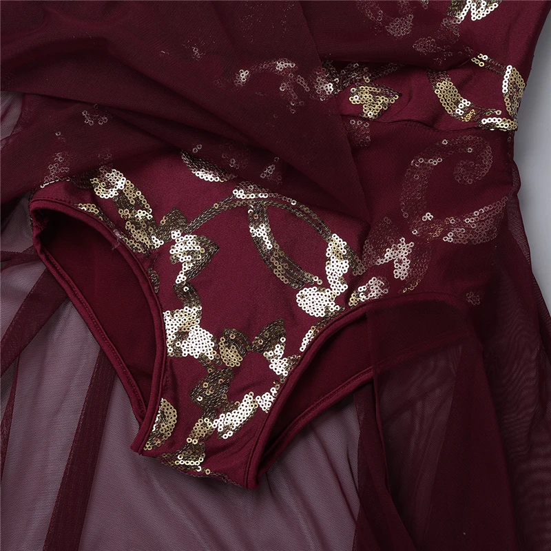 Kids Glittery Ballet Tutu Dress Gymnastics Leotard Dance Girls Floral Sequins Leotard contemporary Dress Lyrical Dance costumes