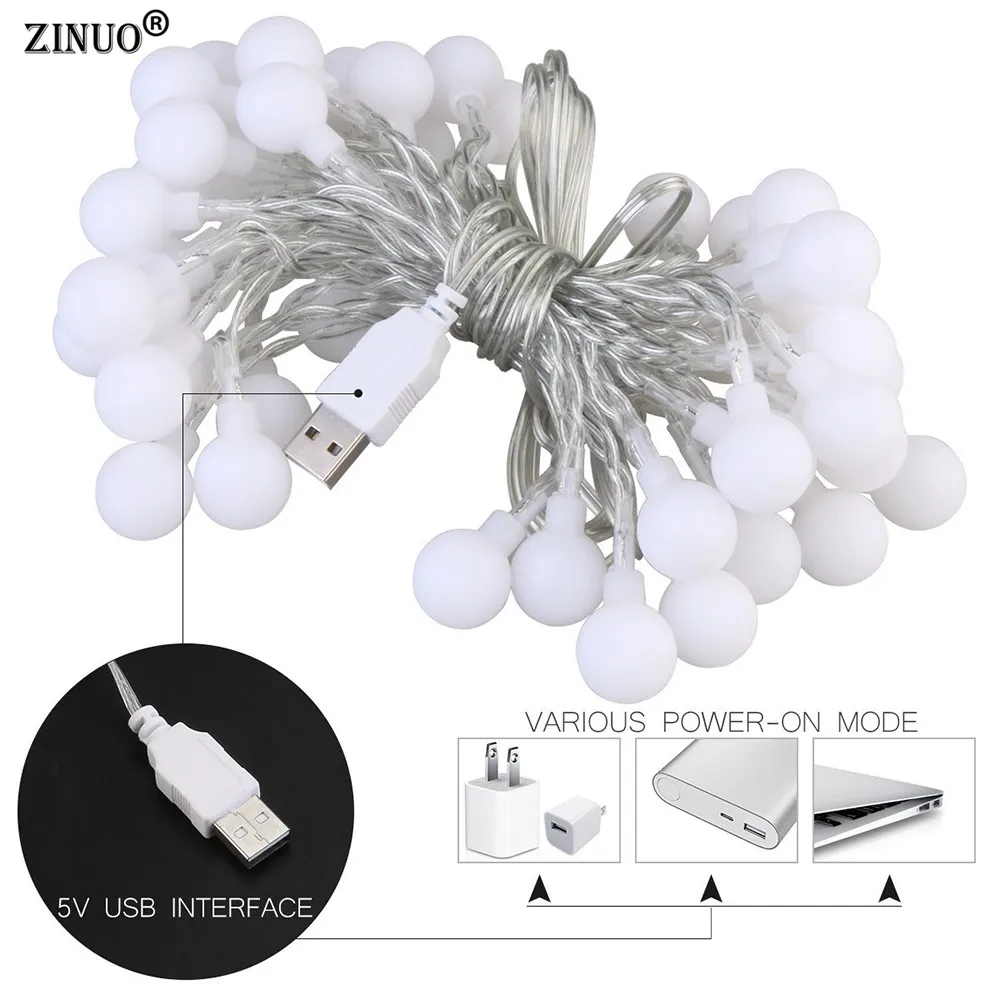 ZINUO 10M 60LED Globe Ball String Lights New Year Decoration Fairy Lights For Bedroom Illumination Christmas Decorations Garland ZINUO 10M 60LED Globe Ball String Lights New Year Decoration Fairy Lights For Bedroom Illumination Christmas Decorations Garland