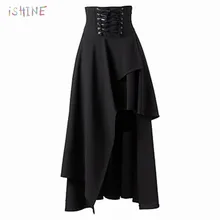 Новые женские ретро юбки с завышенной талией, бандажные юбки на молнии, Готическая Лолита, черные длинные юбки размера плюс 2XL