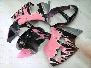 

for 636 ZX-6r 2000 - 2002 Body Kits for Kawasaki ZX6r 2000 Pink Black Flame Abs Fairing 636 ZX-6r 2002 Fairing Unpainted