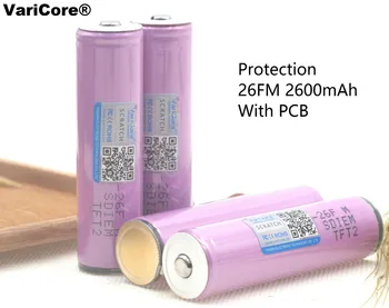 

VaricoreProtected100% Brand New Original 18650 icr18650-26fm 2600 mAh Li-ion 3.7VRechargeable Battery withPCB for Flashlight ues