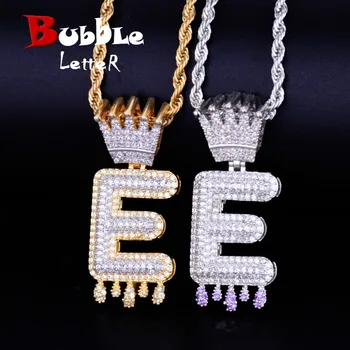 

Single Crown Bail Purple Color Drip Initials Bubble Letters Necklaces & Pendant AAA Zirconia For Men Hip Hop Jewelry
