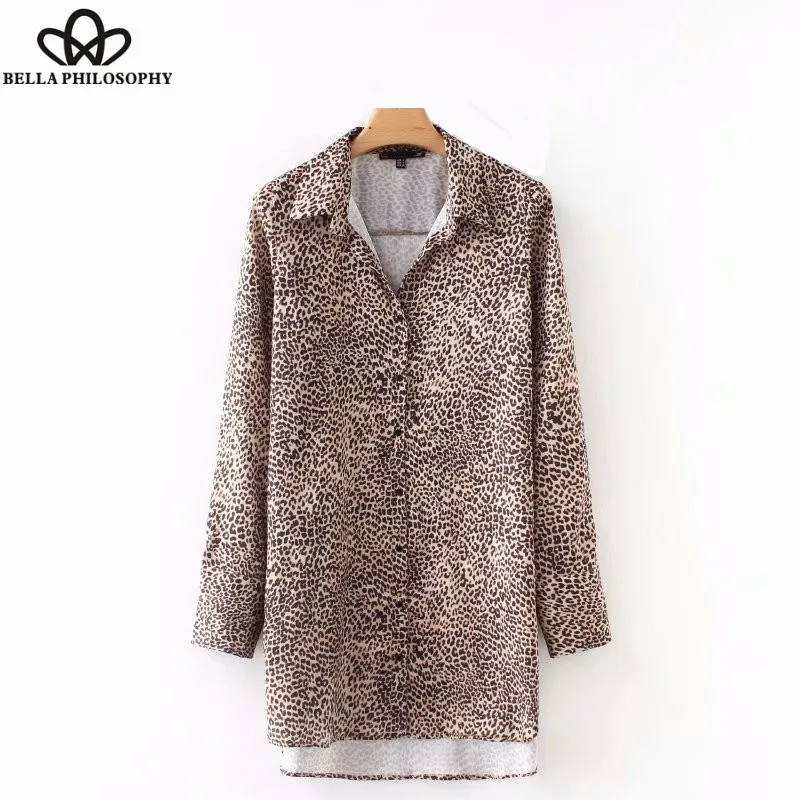 Wonder 2018 new autumn basic leopard print long blouse long sleeve turn down collar shirts female office wear casual blusas tops