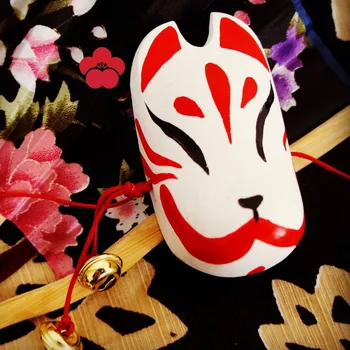 

Hand-Painted Full Face Japanese Fox Mask Kitsune Cosplay Masquerade Collection Party Carnival Halloween Anime Unisex
