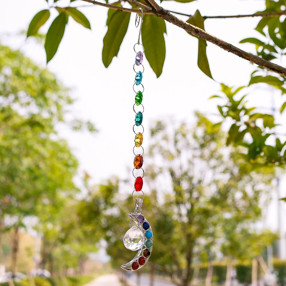 H& D Half-Moon Chakra Suncatcher хрустальные призмы ручной работы Подвеска-маятник 20 мм