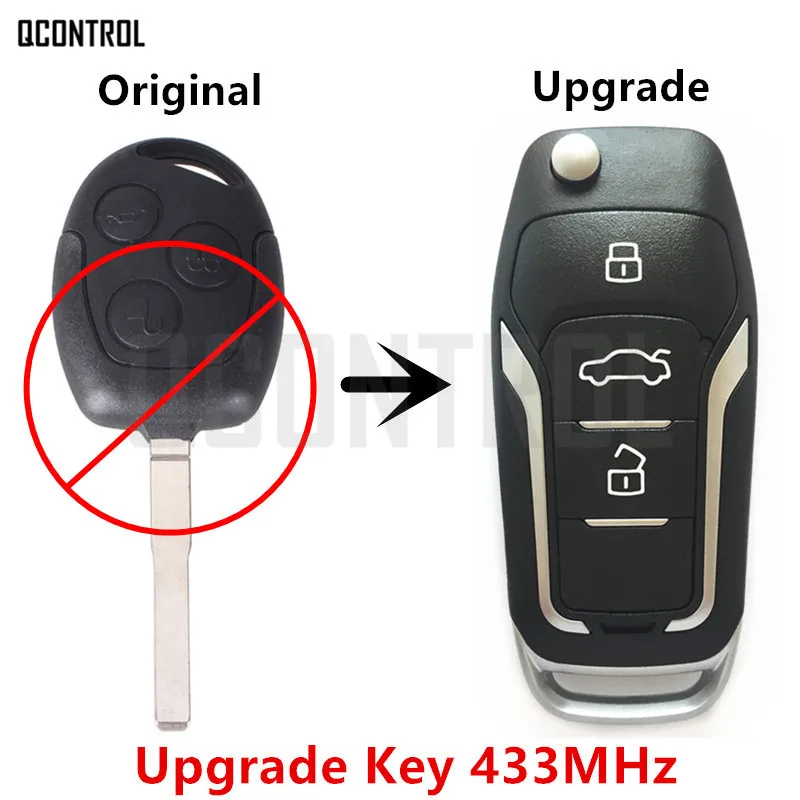 

QCONTROL Upgrade Car Remote Key for Ford Focus Mondeo Fiesta Galaxy Fusion HU101 Blade 433MHz