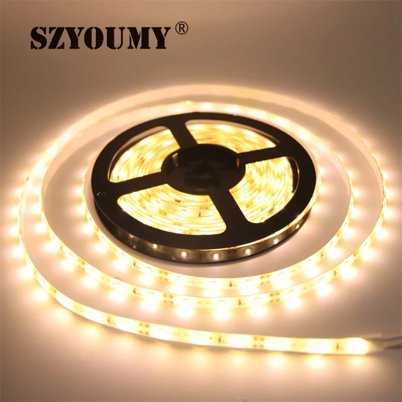 Szyoumy светодиодные полосы 2835 DC12V 60led/м Гибкие светодиодные полосы SMD 2835 белый теплый белый ULTER бухта Крытый светодиодные освещение