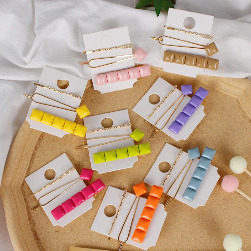 

3Pcs/Set Colorful Hair Clips Sweet Girls Hairpins Barrette Metal Female Hairpin Hair Accessories