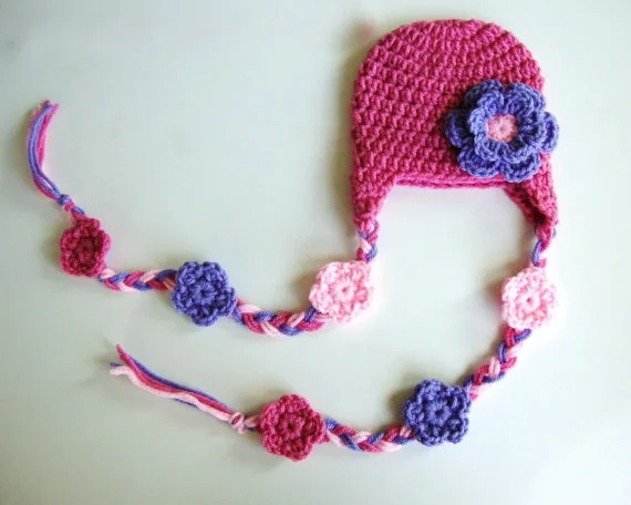 Детская шапка, шапочка для новорожденных, Детская вязаная шапочка, шапка с цветочным рисунком для девочек, хлопок, красный и фиолетовый цветок, для детей 0-6 лет