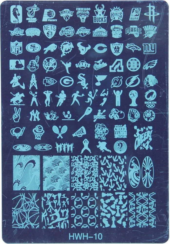 size stamp app photo NEW Sport 2PCS Plates Nail HWH 10 Size Large Fashion Stamp