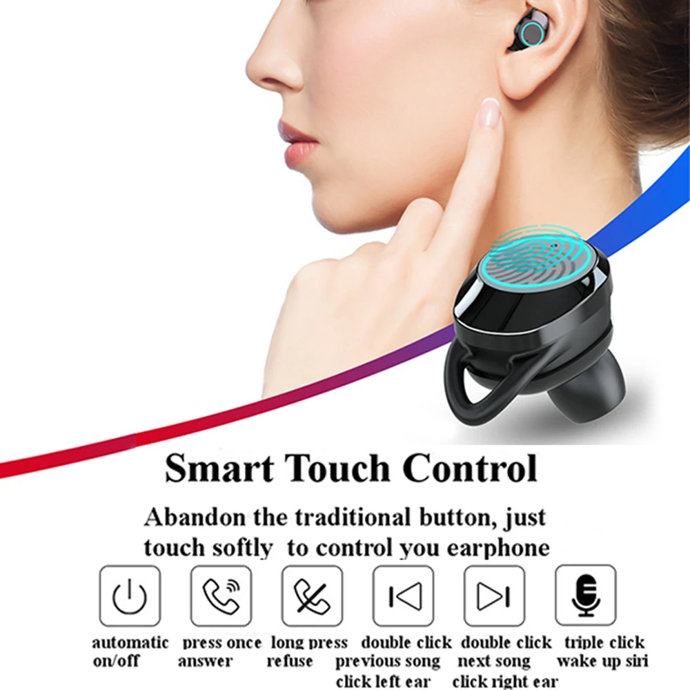 G02 TWS Bluetooth наушники 5,0 беспроводные Bluetooth наушники 9D стерео Музыкальная гарнитура сенсорное управление светодиодный дисплей 3300 мАч Внешний аккумулятор