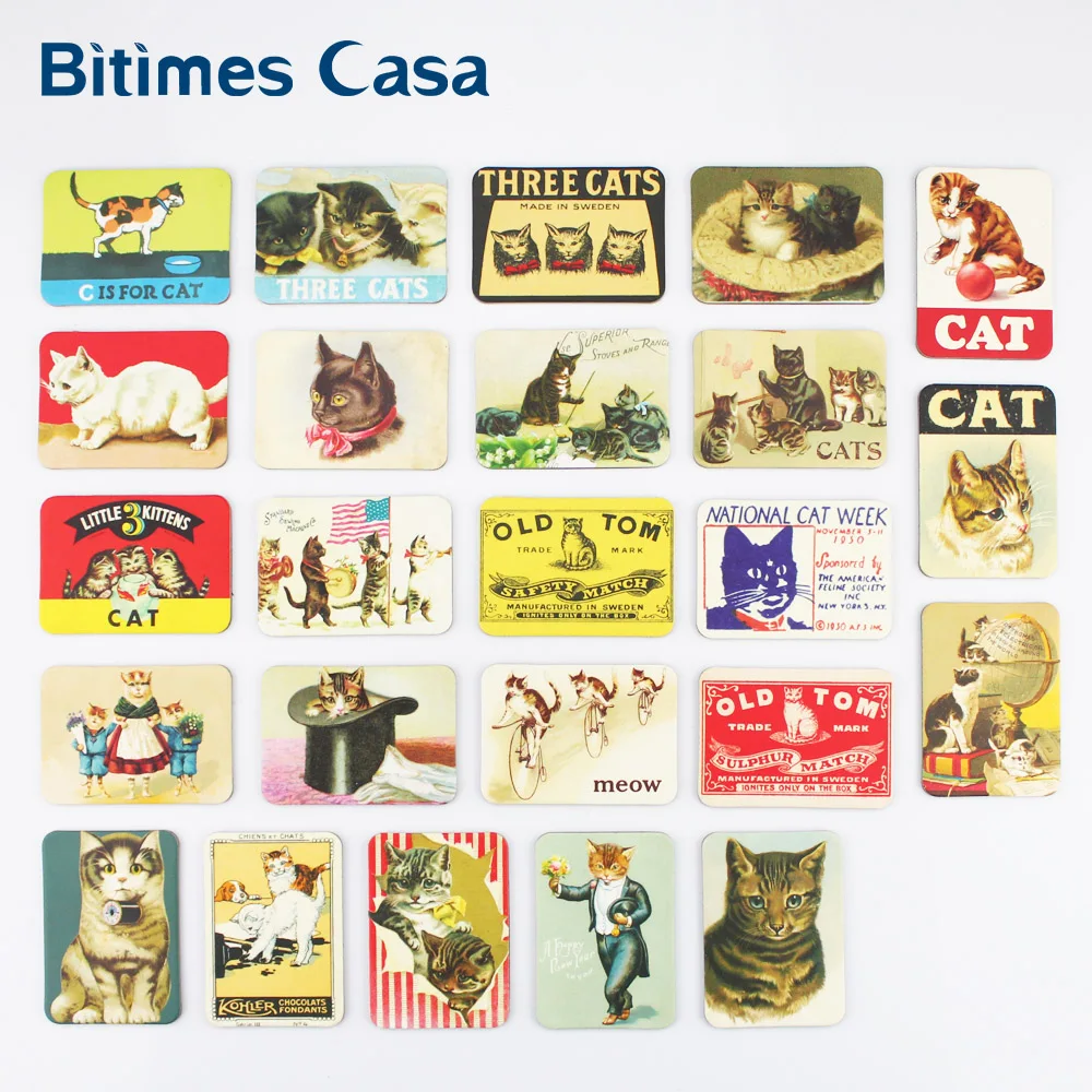 

Bitimes 24 PCS Cute Cat Refrigerator Fridge Magnets Set Home Decoration Animal Cats Designs Magnetic Stickers Travel Souvenir