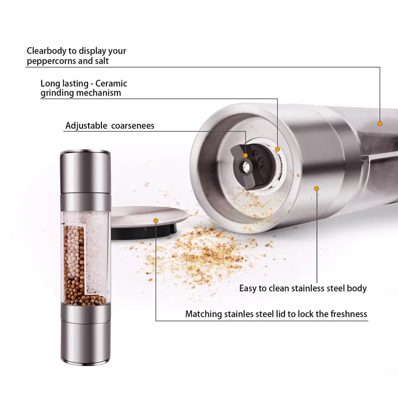 Мельница для соли и перца-Премиум 2 в 1 из нержавеющей стали мельница комбо набор-мельница Мясорубка приправа инструменты для приготовления пищи