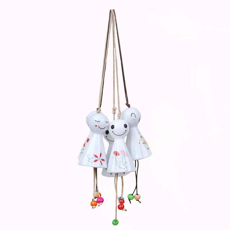 Kawaii Ceramic Wind Chimes Outdoor Hand Painted Sunny Dolls Cute
