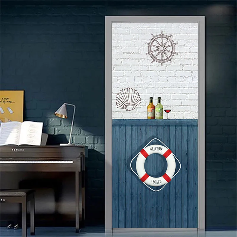 3D вид декоративные наклейки на дверь для спальни гостиной деревянные стальные двери ремонт самоклеющиеся шкаф раздвижные двери росписи - Цвет: 021