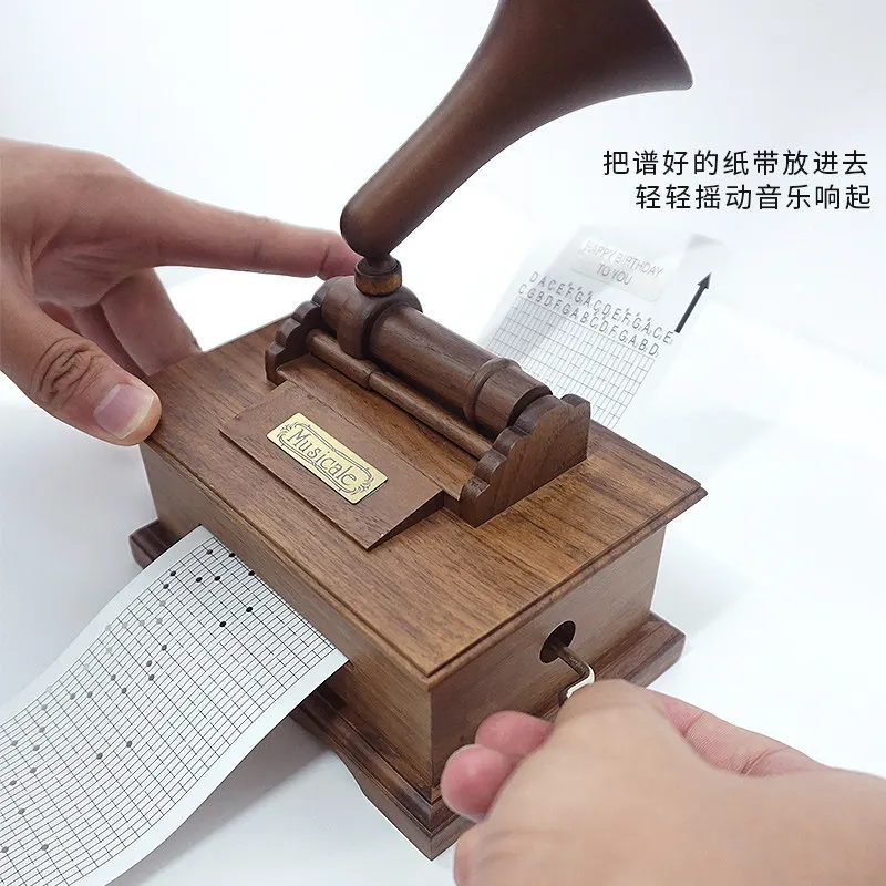 

Free shipping 20 30 note DIY hand wooden music box individuality present phonograph wooden music box to send friends