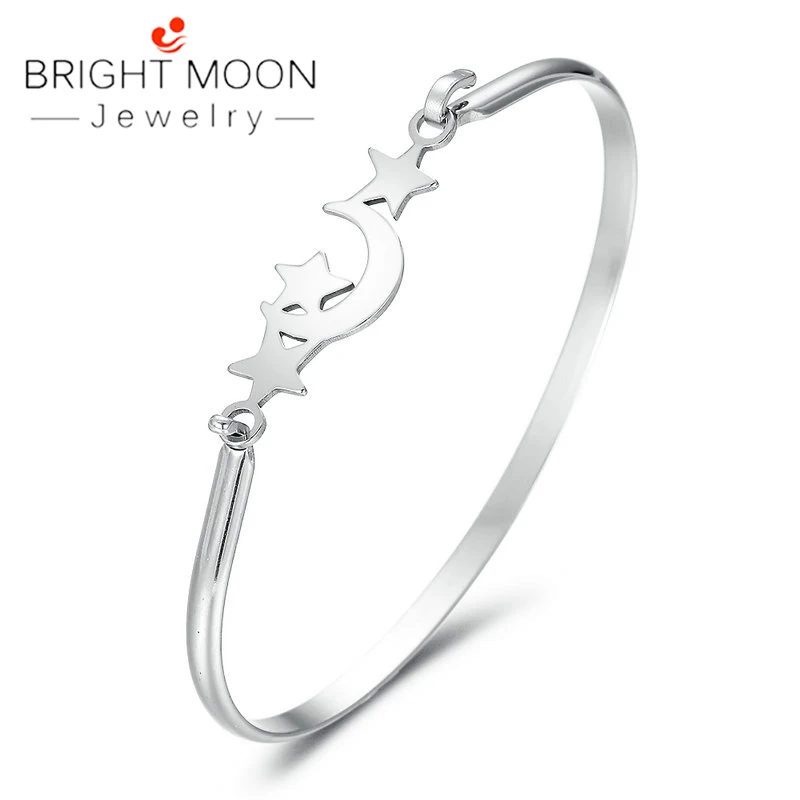 

Bright Moon Fashion Cuff Bracelet Vintage Sliver Color Bracelets Bangles for Women Star Moon Bangle Boho Indian Jewelry