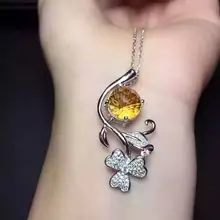 Натуральный цитриновый кулон S925 серебро с натуральным желтым кристаллом подвеска Цепочки и ожерелья модные роскошные обои с фоном Дымчатых женские вечерние ювелирные изделия