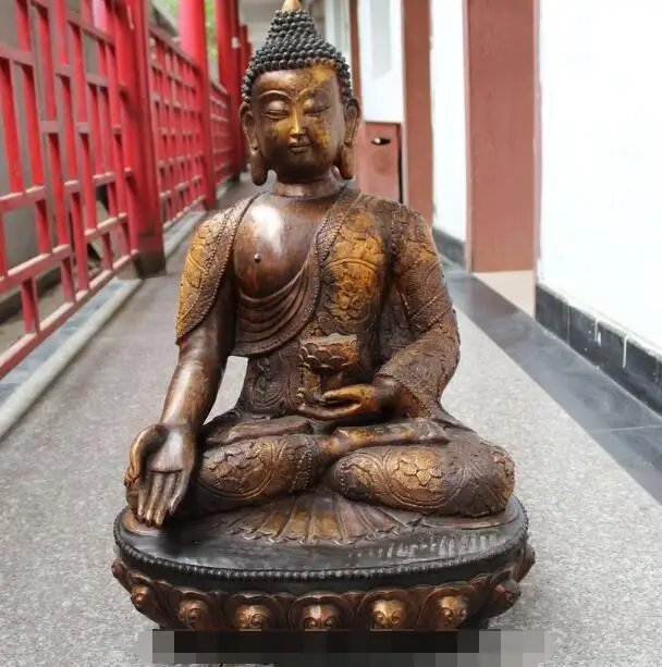 

S02606 30"Tibet Tibetan Buddhism Bronze Shakyamuni Amitabha Buddha Sakyamuni Statue