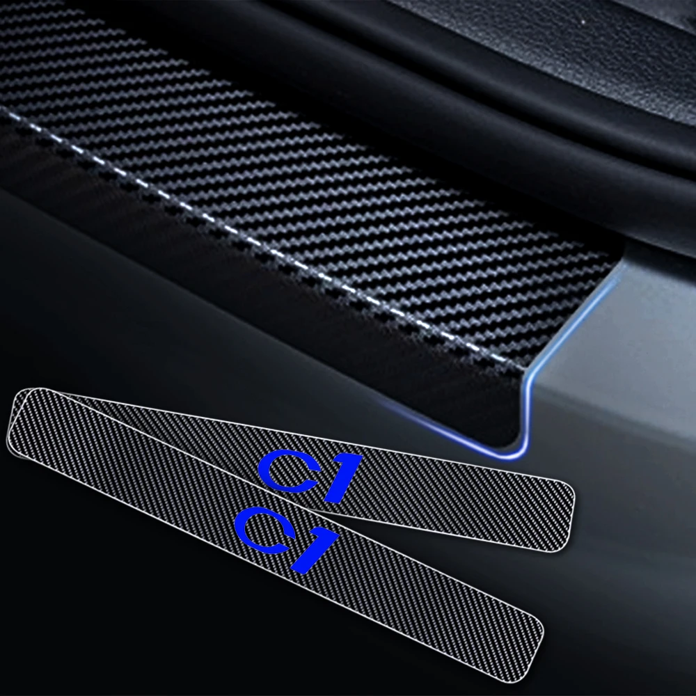 Виниловые наклейки из углеродного волокна для Citroen C1 4D, Накладка на порог автомобиля, автомобильные аксессуары, защита для двери, накладки для автомобиля