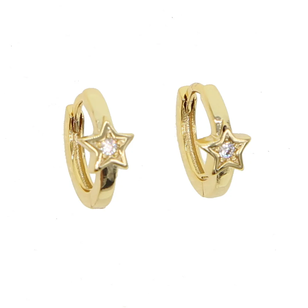 

simple star 12mm huggie hoop earring Brass Gold silver rose gold color minimal mini women hoops