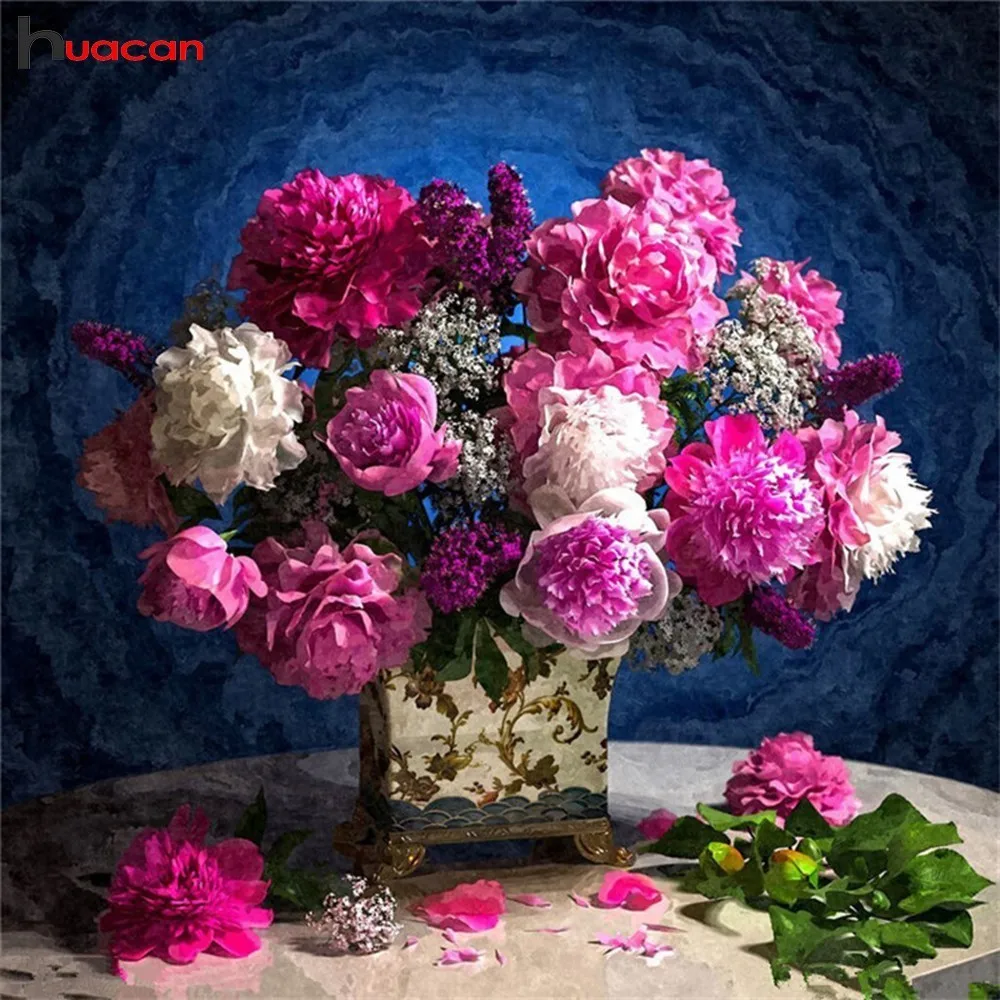 

Huacan Diamond Embroidery Flower Picture Of Rhinestones Diamant Floral Factory Wholesale Painting Full Round Home Decor