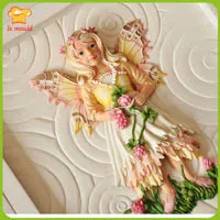 new flower fairy silicone mold angel fondant mold chocolate mould ultra light clay cake decoration mold relief - Цвет: B