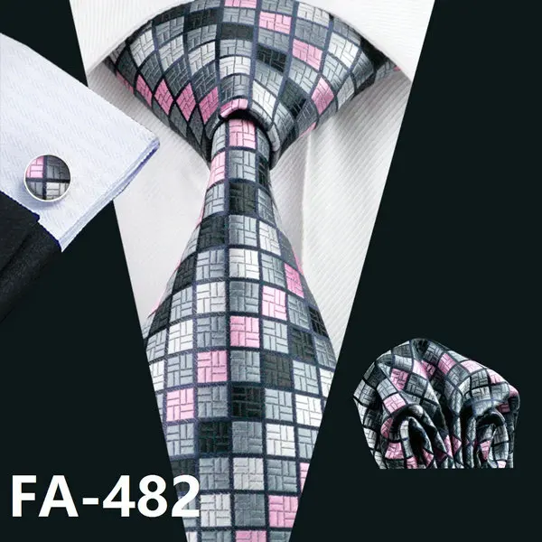FA-999 Barry. Wang, мужские галстуки, серый, Цветочный, Шелковый, жаккардовый галстук, Hanky, запонки, набор, мужские деловые подарочные галстуки для мужчин - Цвет: FA-482