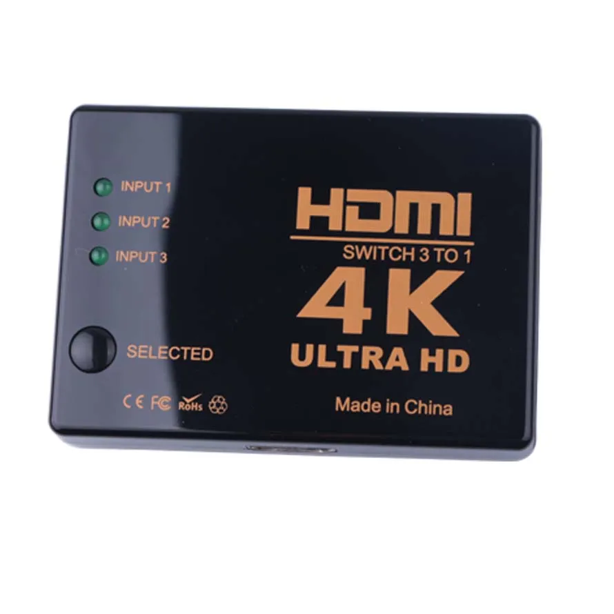 Elistooop Переключатель HDMI Splitter 4 К* 2 К 3D Mini 3 Порты и разъёмы HDMI коммутатор 3 в 1 из Порты и разъёмы концентратор для HDTV XBOX PS3 PS4 1080 P Дистанционное управление