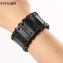Vivilady кожаный ремешок браслет унисекс Для мужчин не связанные с основной панк-рок ювелирные изделия оптом браслеты черный Прямая подарки