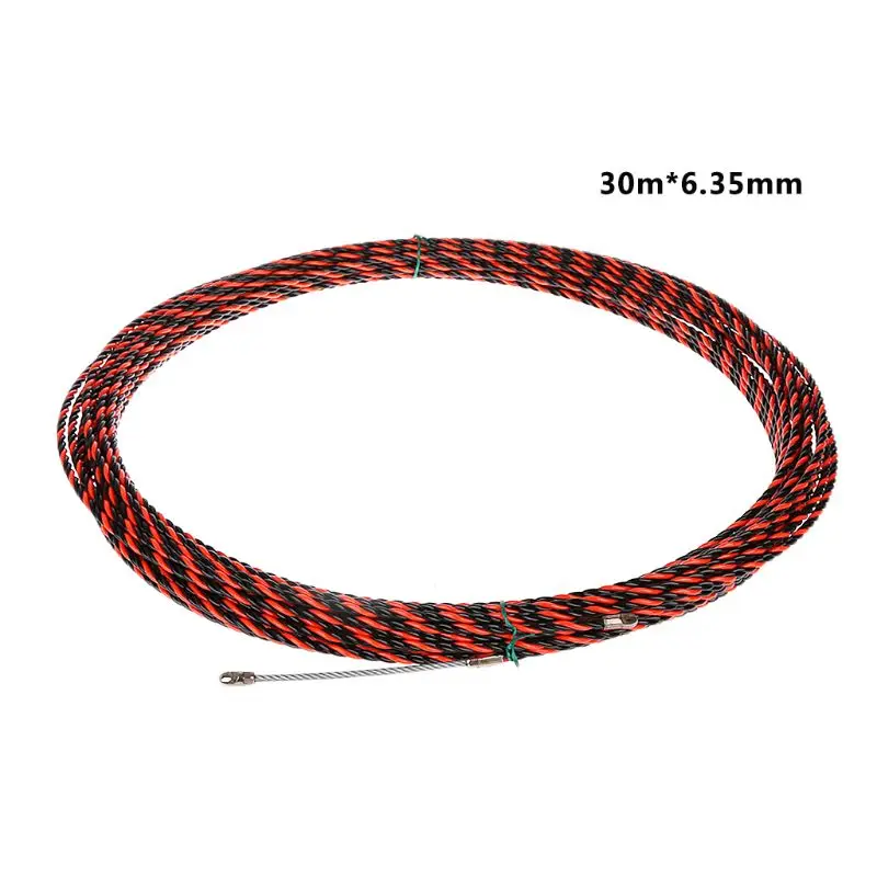 

30m Electrician Threader With Roller Head Electric Cable Push Puller Wire Guide