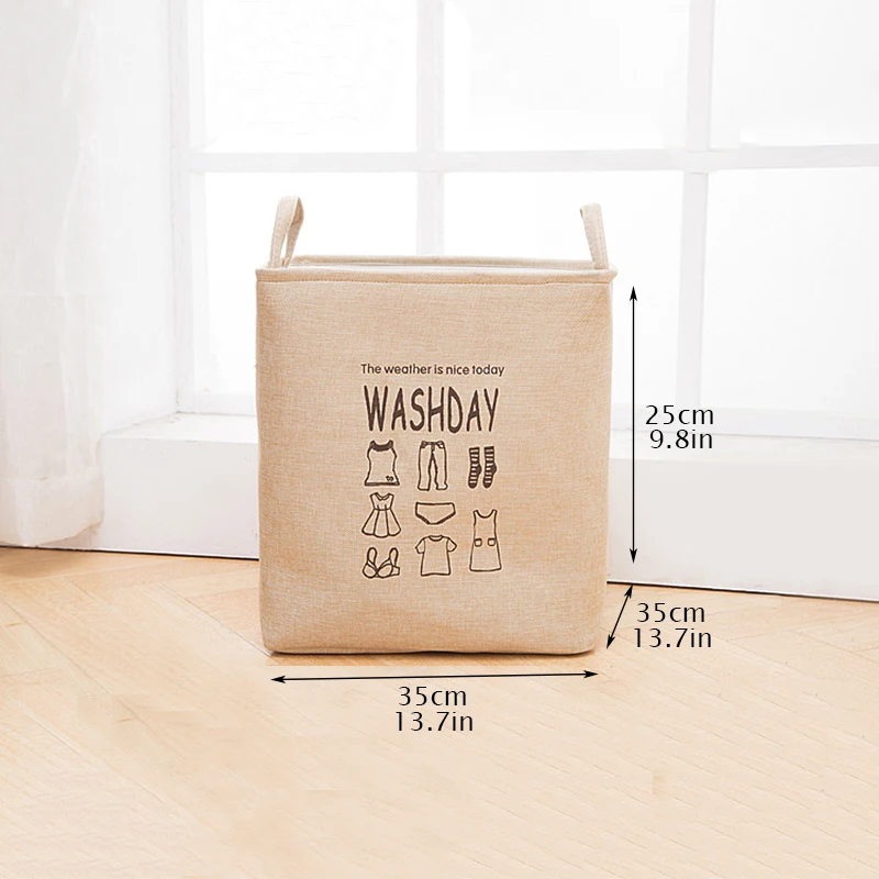 القطن الكتان سلة التخزين للعب المنظم سلة الغسيل طوي الملابس القذرة تعيق مع مقبض الحاويات مربع للماء
