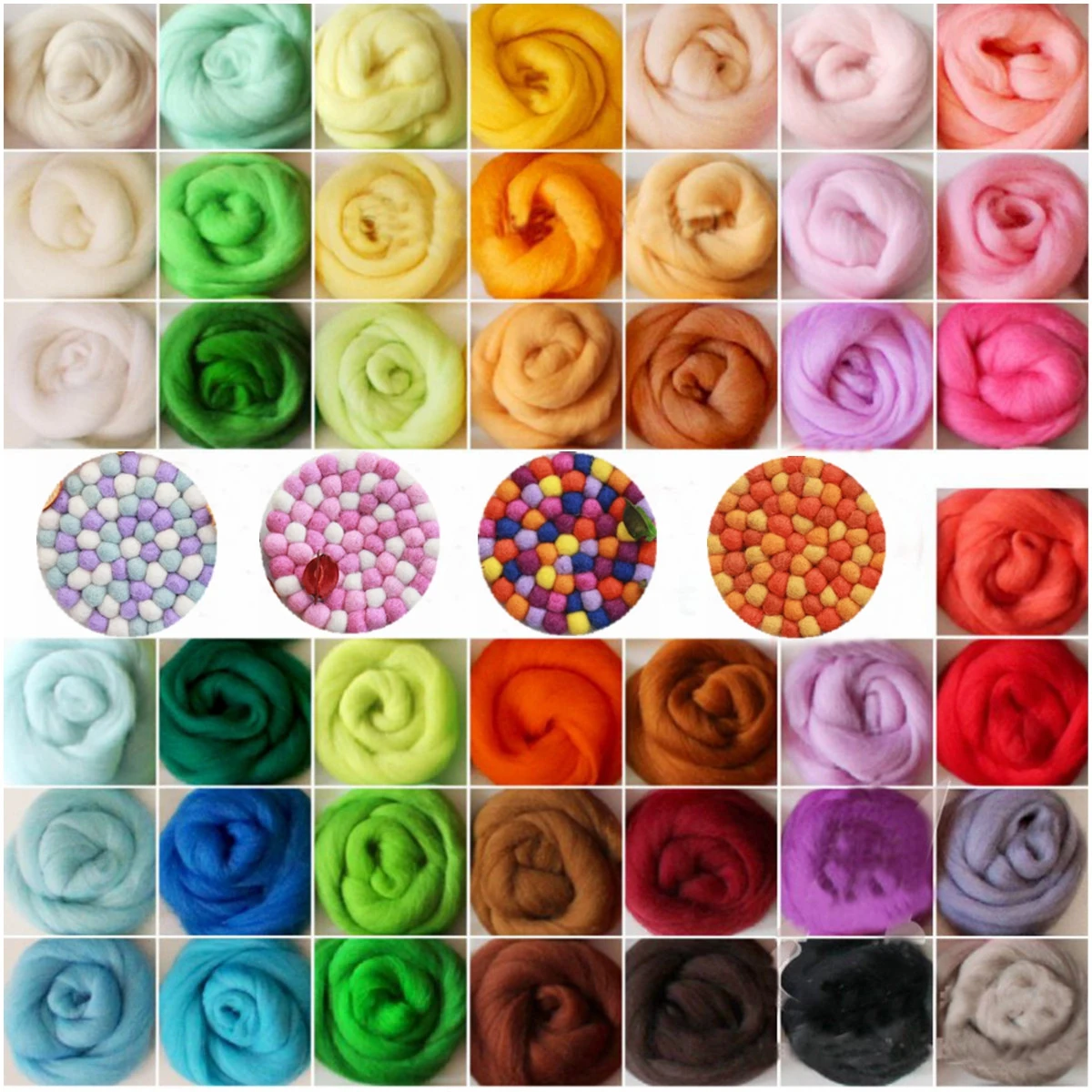 JX-LCLYL 1 Set New 3g 36 Colors Merino Wool Fibre Roving For Needle Felting Hand Spinning