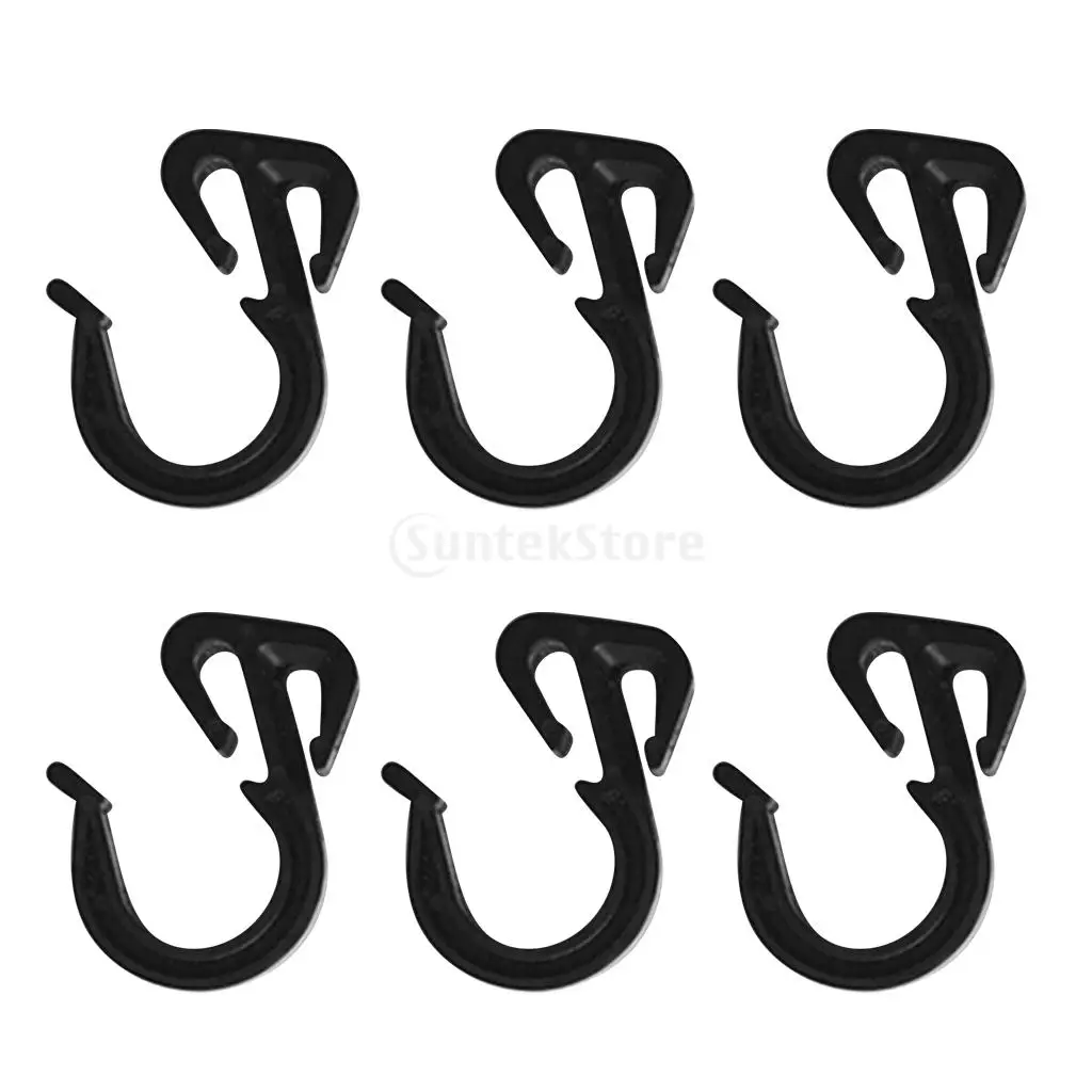 6Pcs Durable Plastic 5mm Shock Cord End Hooks for Elastic Rope Luggage